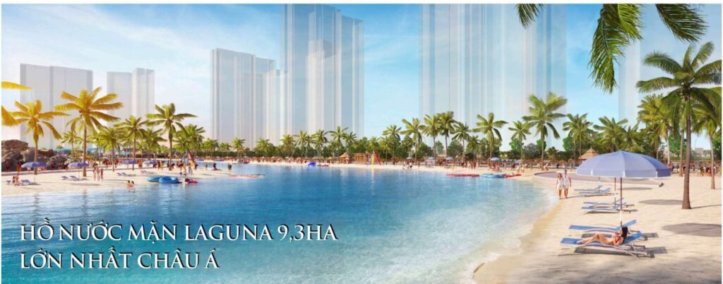 Hồ nước mặn laguna rộng 9,3ha lớn nhất Châu Á tại The Empire Vinhomes Ocean Park 2