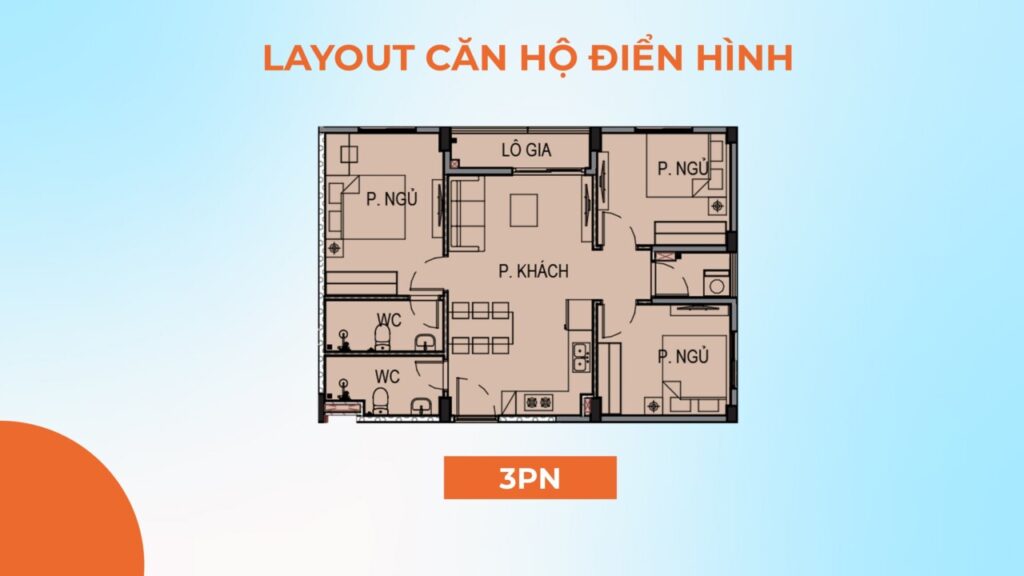 Layout căn hộ 3PN NOXH Happy Home Tràng Cát, Hải Phòng layout-can-ho-3pn-trang-cat