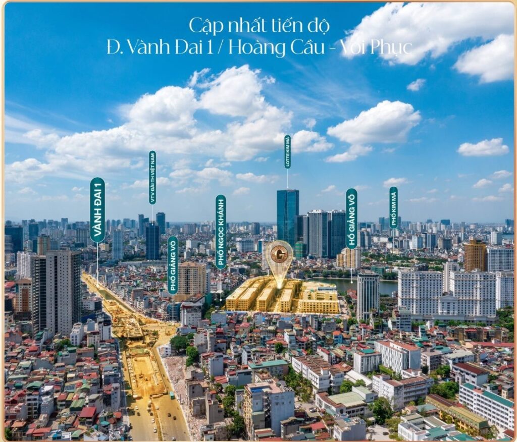 Ảnh cập nhật tuyến Vành đai 1 đoạn Hoàng Cầu - Voi Phục, trục kết nối gần dự án Tuyến Vành đai 1 đoạn Hoàng Cầu - Voi Phục gần Vinhomes The Gallery Giảng Võ